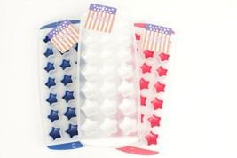 Star Shaped Ice Cube Candy Mold Trays Set of 3 Red White Blue NEW - £11.37 GBP
