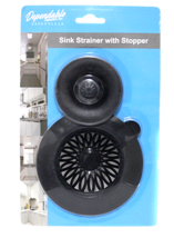 2 In 1 Kitchen Sink Strainer With Sink Stopper Cover Silicone and Plastic Black - £6.32 GBP