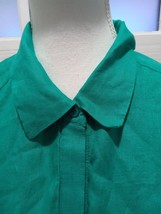 Chico&#39;s Women Linen Size 2 Tunic Button Up Sleeveless Top Green - $13.99