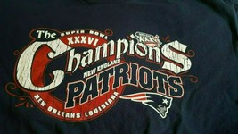 New England Patriots Super Bowl  XXXVI  NFL 2002 T-Shirt  Size XL Navy Blue - $14.84