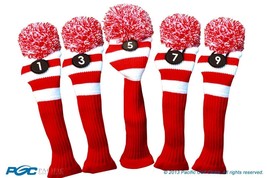 NEW Classic 1 3 5 7 9 RED WHITE KNIT golf clubs vintage Headcover Head cover Set - £43.73 GBP