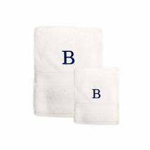 Kids 2-Piece White Turkish Cotton Bath and Hand Towel Set with Royal Blu... - £45.88 GBP