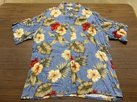 VTG Pierre Cardin Men’s Blue Floral Rayon Button-Down Shirt - Large - £9.24 GBP