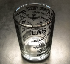 Las Vegas Shot Glass Candle Holder Style Black Print Logos of Casinos Re... - $7.99