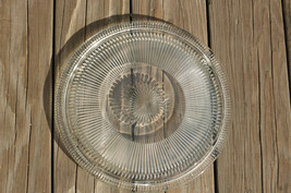 J EAN Ette Crystal Anniversary ~ Clear Glass Ribbed Footed 12½&quot; Cake Plate Vintage - £31.45 GBP