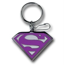 Supergirl Enamel Chrome Pink Symbol Keychain Grey - $13.98