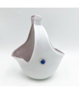 Vintage Murano White &amp; Lavender Small Glass Basket W Sticker - £23.58 GBP