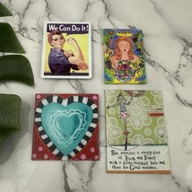 Inspirational Women Themed Fridge Magnets Lot of 4 Quotes Hearts Floral - $15.83