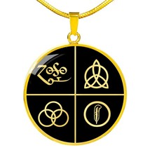 Zeppelin Symbols Circle Necklace Stainless Steel or 18k Gold 18-22&quot; - £28.51 GBP+