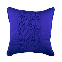Blue Textured Pintucks &amp; Knotted 16&quot;x16&quot; Silk Pillowcase, Electric Blue Knots - £28.32 GBP+