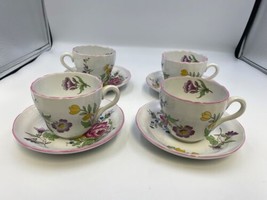 Set of 4 Spode Marlborough Sprays Cup &amp; Saucer Sets Floral - £62.64 GBP