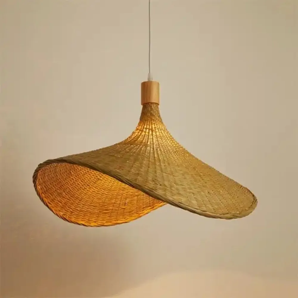 Pendant Light Rattan Hanging Lights Cord Bamboo Hanging Lamp Dimmable Ba... - $33.87+