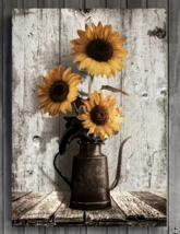 Rustic Sunflowers In A Watering Can Canvas Print Framed 11.8&quot; x 15.7&quot; Wa... - $13.98