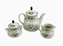 Royal Doulton Provencal Pattern England Tea Pitcher Sugar Bowl Creamer TC 1034 - £180.47 GBP