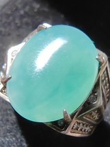Icy Ice Light Green 100% Natural Burma Jadeite Jade Ring # 925 Sterling Silver # - £864.99 GBP