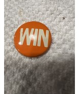 Vintage Mini Win Lettered Pin Orange &amp; White - $271.95 MXN