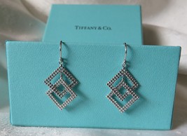 Rare Tiffany &amp; Co. 18K White Gold Geometric Beaded Dangle Earrings~1.25&quot;... - £441.74 GBP