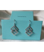 Rare Tiffany &amp; Co. 18K White Gold Geometric Beaded Dangle Earrings~1.25&quot;... - £451.63 GBP