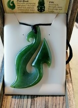 New zealand designs Nephrite Jade Fish Hook Large pendant / long necklace 53 mm - £145.52 GBP