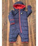Nike Baby Full-Zip Hooded Puffer  Snowsuit Navy Blue Red Fleece Lined 6 ... - €25,64 EUR