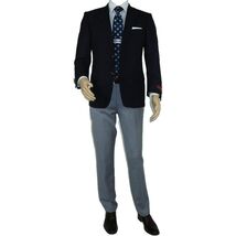 Men's RENOIR Classic Blazer 100% Wool Side vents Metal Buttons Notch 509-2 Navy image 2