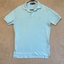 VINTAGE Ralph Lauren Polo Shirt Adult S Light Blue Orange Pony Casual Ru... - $21.38