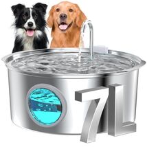 Large Dog Water Fountain - 7L Super Quiet Stainless Steel Design for Mul... - $98.95