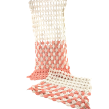 2 Vintage Crochet Peach &amp; Cream Table Runner 48x11” and Matching Mat 23x12 - £22.36 GBP