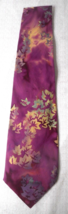 Hand Crafted Amana Colonies Tie Dye Mens Tie Cotton Ivy Leaves Pattern Purple - £8.70 GBP
