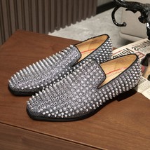 Luxury Spiked Shoes Man Pointed Toe Rivet Studded Slip On Flat Shoes Men... - £130.44 GBP