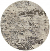 5' X 5' Ivory And Grey Round Abstract Power Loom Non Skid Area Rug - $259.35 CAD
