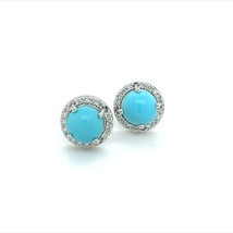 Natural Turquoise Diamond Earrings 14k W Gold 2.95 TCW Certified $2,490 217835 - £1,097.46 GBP