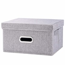 Gray Fabric Storage Bin, Closet Organizer Box Basket Dustproof Storage Cube With - £22.38 GBP