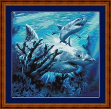 SHARKS - pdf cross stitch chart  Original Artwork ©  Steven Michael Gardner - £9.20 GBP