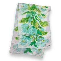 Vintage VERA Scarf Rectangle 43x15” White w/ Pale Blue Flowers &amp; Green Stems - £19.39 GBP