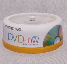 25 Pack Memorex DVD+RW 4X 4.7GB 120 Min Rewritable Discs New Sealed Pkg - £17.16 GBP