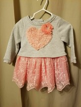 Baby Girl 6-9 month Silver Peach tulle heart dress NANNETTE     IR6 - $7.85