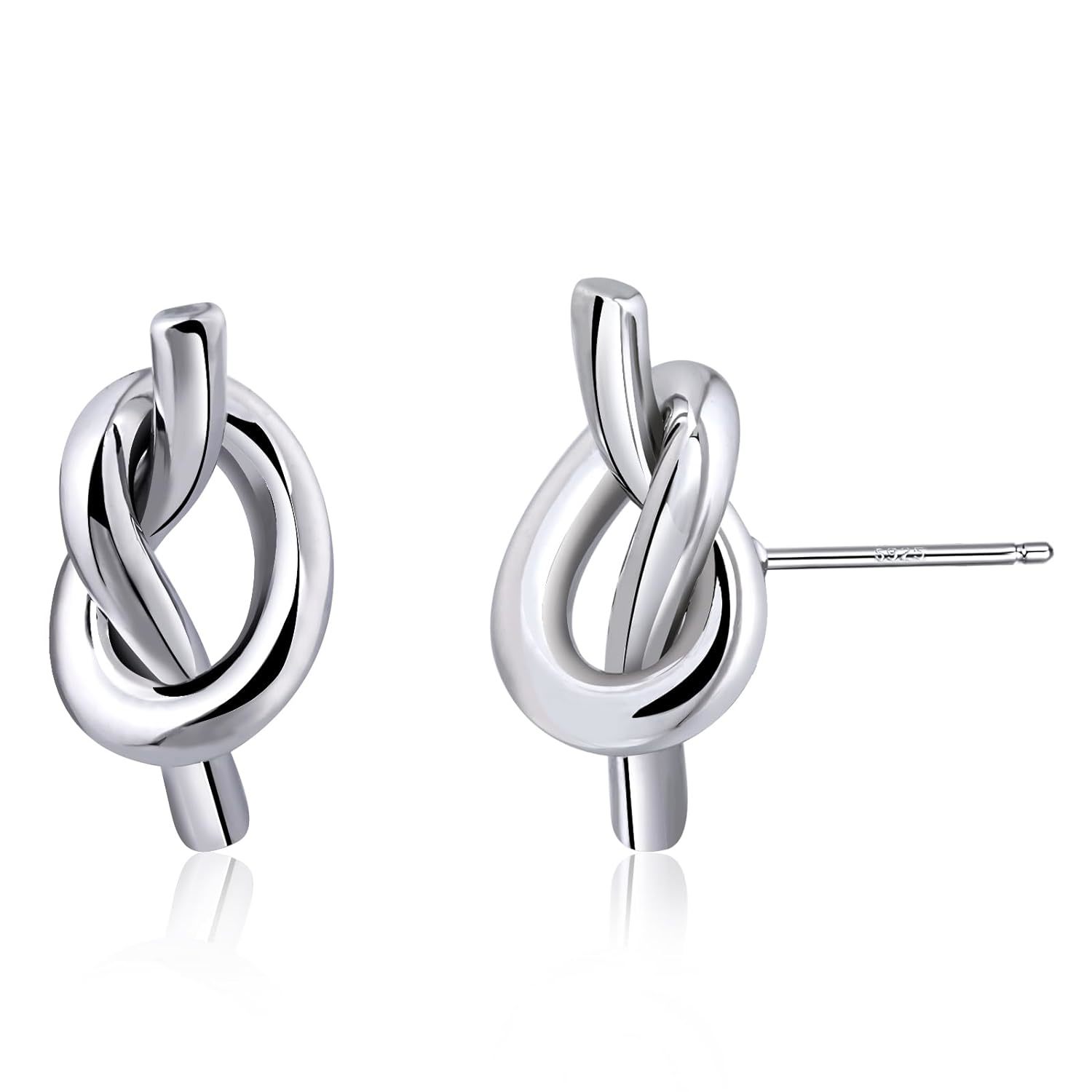 Primary image for 925 Sterling Silver Love Knot Earrings Knot Stud Earrings for Women Handmade Cut