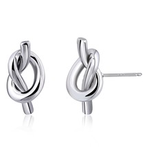 925 Sterling Silver Love Knot Earrings Knot Stud Earrings for Women Handmade Cut - £25.11 GBP