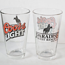 Lot of 2 Coors Light Paradise Guest Ranch Pounder Beer Glasses 16oz  5 7/8&quot; Tall - £19.17 GBP