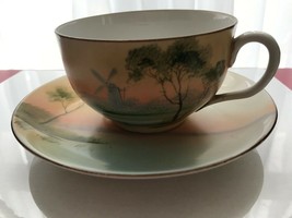 Vintage Nippon Scenic Cup and Saucer Set - £11.79 GBP