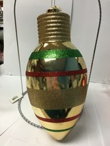 ex15311A glass ornament large bulb 10” x 5” looks like C-7 gold see pict... - $272.75 MXN