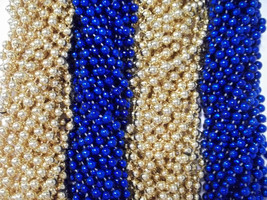 48 Blue Gold Mardi Gras Beads Rams Tailgate Football Superbowl Party Favors - $16.52