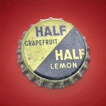 Half Grapefruit Half Lemon  Soda Pop Cap Vintage Metal Cork Lined - £9.80 GBP