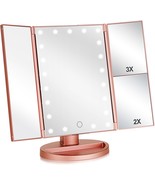 Tri-Fold Lighted Vanity Makeup Mirror With 3X/2X Magnification,21, Rose ... - €29,60 EUR