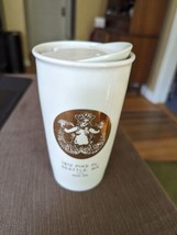 Starbucks 2015 Double Wall Travel Mug Ceramic Lid Gold Siren Pike Place ... - £15.21 GBP