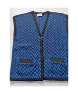 Vintage Pendleton Wool Sweater Vest Womens Size L Blue Black Chevron Pockets - $38.61