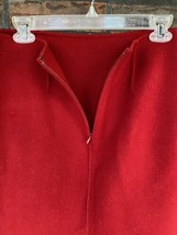Red Wool Skirt Size 4 Career Business Pencil Bottom Back Zipper Slit Deep Color - £17.46 GBP