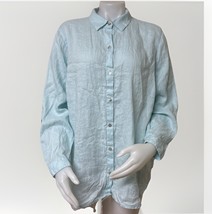 J Jill Love Linen Top Women XL Pastel Roll Tab Long Sleeve Button Up Cru... - $446.98 MXN