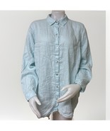 J Jill Love Linen Top Women XL Pastel Roll Tab Long Sleeve Button Up Cru... - $440.98 MXN